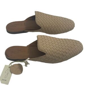NWT Joie Leather Woven Mules Slides Flats Slip On Shoe Tan Nude Beige Size 6 / 7